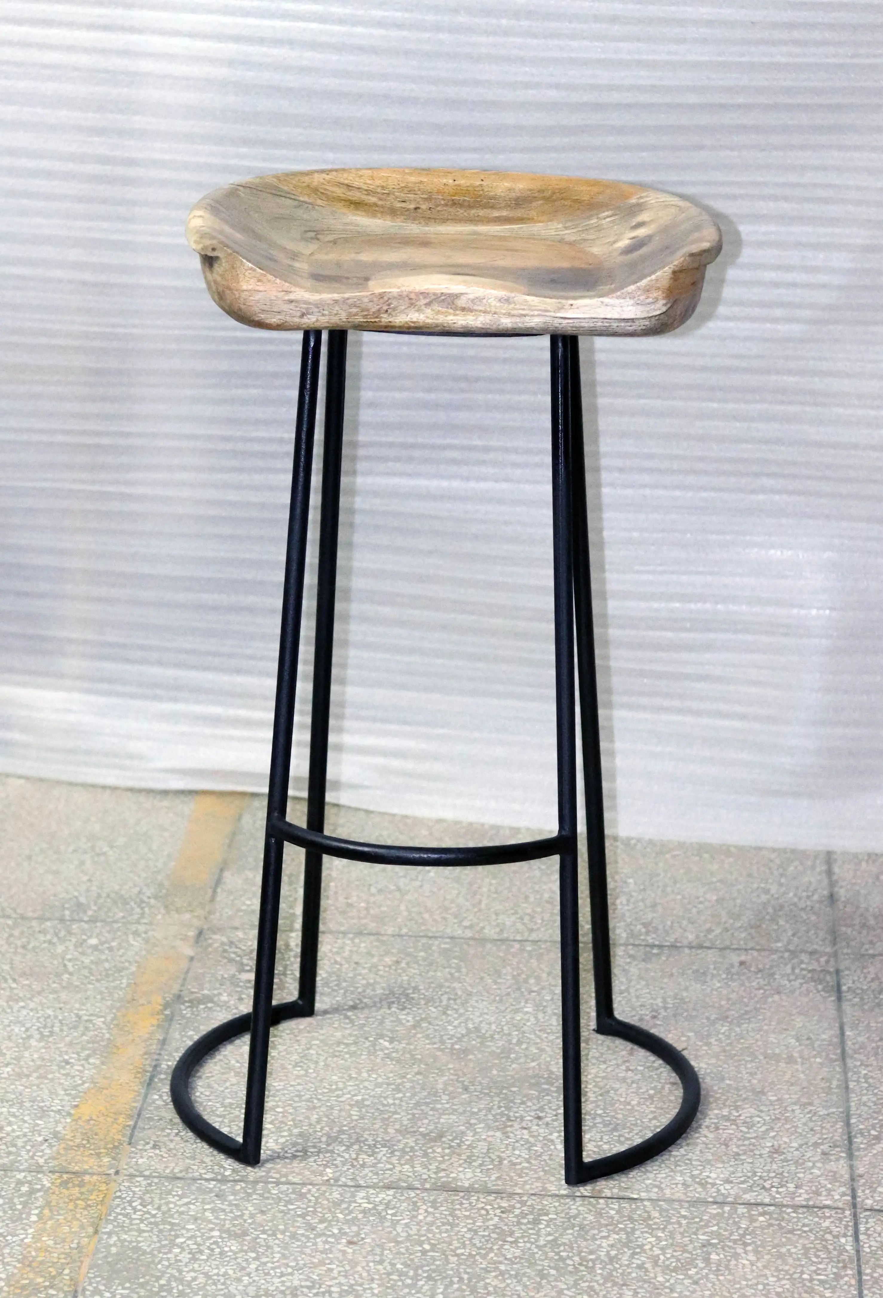 Iron Bar Stool with Wooden Seat - popular handicrafts